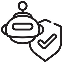 ai robot shield security protect icon simple line