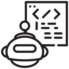 coding control prompt language ai robot icon simple line
