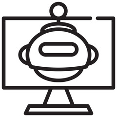 computer control ai robot technology icon simple line