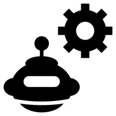ai robot cog gear wheel setting icon solid glyph