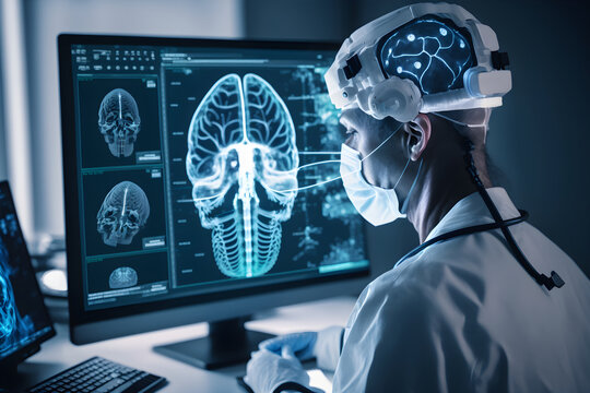 AI generative, Human Scientist Brain Data Technology Neyro medical Business Concept 