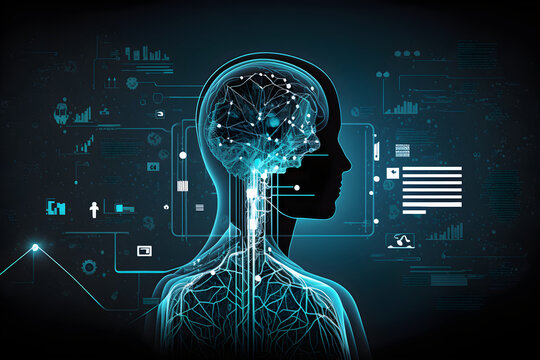 AI generative, Human Head Brain Data Technology Neyro medical Business Concept 