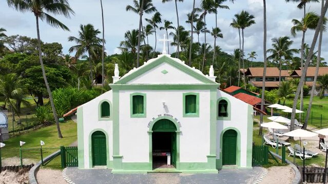 Famous Church At Carneiros Beach In Pernambuco Brazil. Famous Church. Nature Landscape. Background Scenery. Travel Destinations. Famous Church At Carneiros Beach In Pernambuco Brazil.