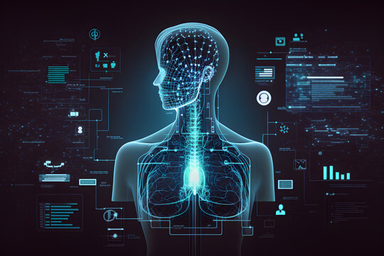 AI generative, Human Head Brain digital Technology Neyro medical Concept 