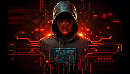cybersecurity concept identity theft, Database hacks, internet cyber crime. hacker attack, Hacking, and stealing data. damage the system and hack the data. Generative Ai - obrazy, fototapety, plakaty