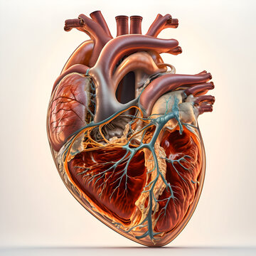 AI generative, Human Heart Cardio Technology Neyro sergary medical Concept on white background