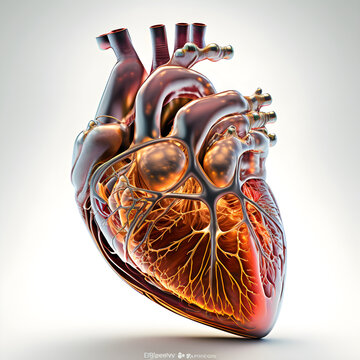 AI generative, Human Heart Cardio Technology Neyro sergary medical Concept, white background