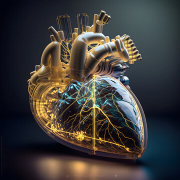 AI generative, Human Heart Cardio Technology Neyro sergary medical Concept. 