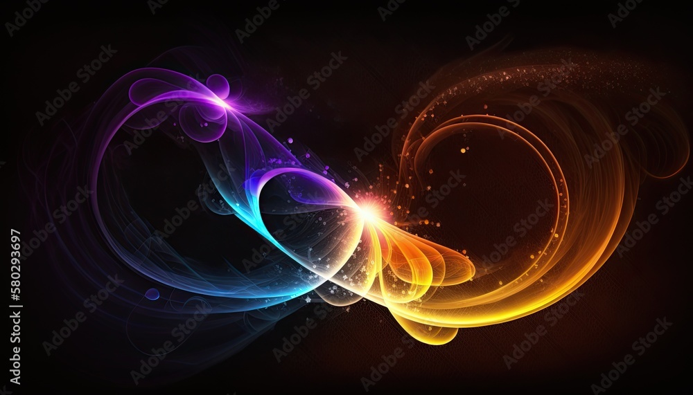 Poster multicolored colorful glowing shining abstract image on a dark backdrop background. generative ai il