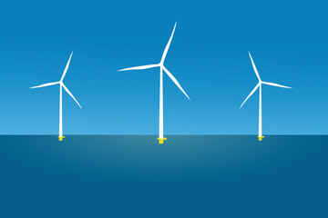 Fototapeta wind farm on sea or ocean - renewable energy, ecology, green transformation obraz