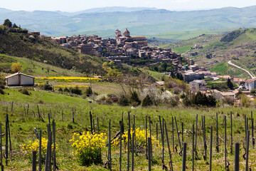 Petralia Soprana, Palermo. Panorama del borgo delle Madonie a primavera