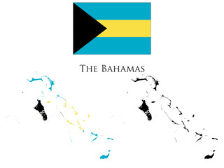 the bahamas Flag and map illustration vector 