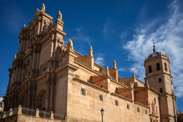 View of the Collegiate Church of San Patricio of renaissance style and national monument located in Lorca, Murcia, Spain