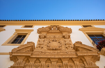 Monumental facade of the old Casa de los Salazar-Rosso palace from between the 16th and 17th...