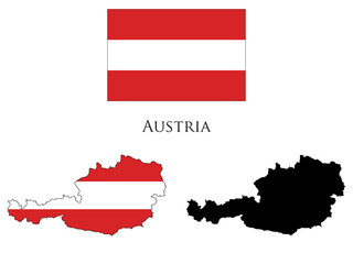 austria Flag and map illustration vector 