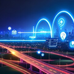 Smart city with smart services and icons, internet of things