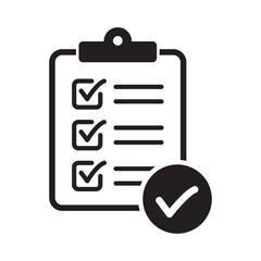Clipboard with check mark icon isolated on background. Checklist sign symbol for web site and app design.