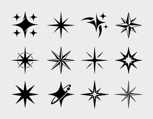 Star Sparkle Symbol Vector Icons Set
