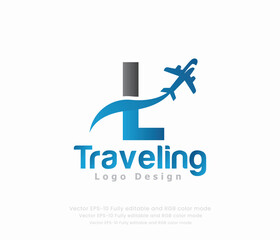 Letter L travel logo and airplane logo.