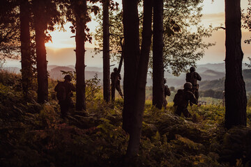 A group of modern warfare soldiers is fighting a war in dangerous remote forest areas. A group of...