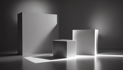 Light ackground image in gray tones with minimalist design of lights and shadows for product presentation or other creative purposes