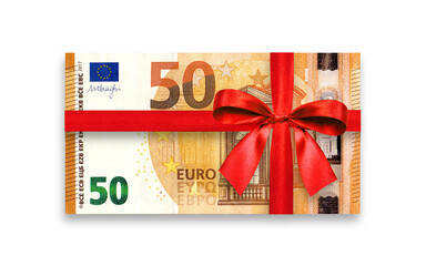 50 Euro Geldschein mit roter Schleife