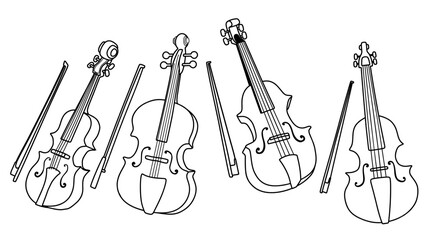 Fototapeta premium set of violin doodle musical instrument.