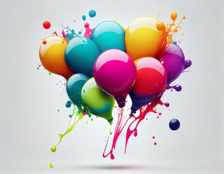 Colorful balloons splash, generative ai