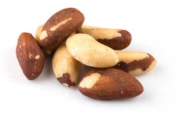 Brazil nuts on white close up