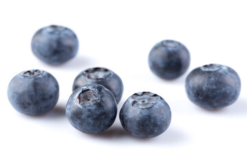 Blueberries on white background