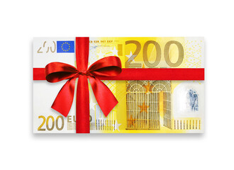 200 Euro Geldschein mit roter Schleife