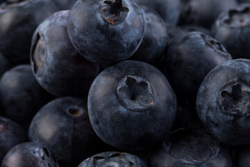 Blueberries on stone plate background