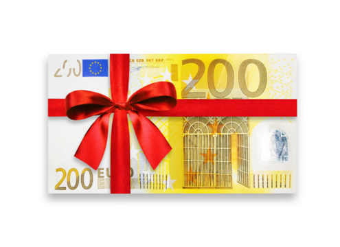 200 Euro Geldschein mit roter Schleife
