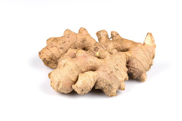 fresh ginger on white background