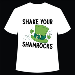 Shake your shamrocks Happy St Patrick's day shirt print template, St Patrick's design, typography design for Irish day, women day, lucky clover, Irish gift