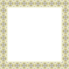 Border frame with red and white vintage pattern on a white background.