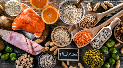 Composition with food products rich in thiamine or vitamin B1