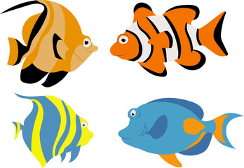 Fototapeta premium Aquarium fish vector bright set
