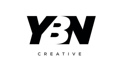 YBN letters negative space logo design. creative typography monogram vector