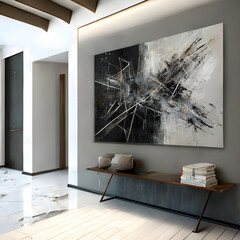 Modern interior design with artwork canvas on wall AI generated