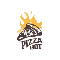 hot pizza logo vector template illustration