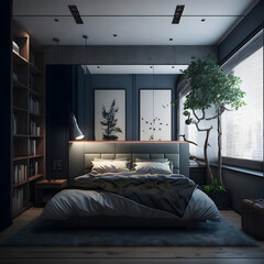 Modern style interior bedroom AI generated