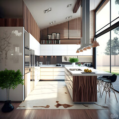 modern kitchen interior design natural light AI generated