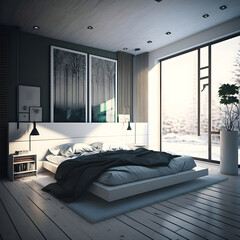 Modern style interior bedroom AI generated