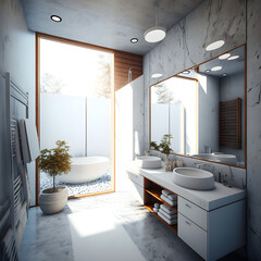 Modern bathroom interior design AI generated