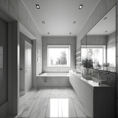 Modern interior design bathroom AI generated