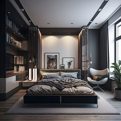 Modern style interior bedroom AI generated