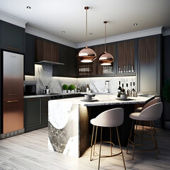 Modern interior kitchen design natural light AI generated