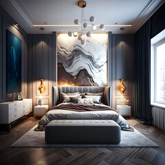 Modern style interior bedroom AI generated