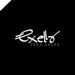 Excella initial handwriting signature, fashion handwritten monogram design, trademark, brand. Handwritten identity name. abstract paint brush lettering. Calligraphy brush. Write a script. Vector